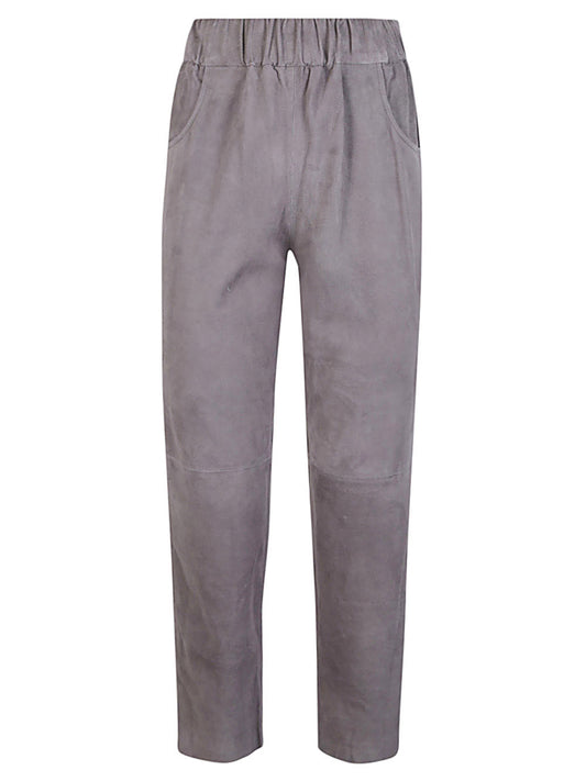 Via Masini 80 Grey Trousers — Elastic Waist Comfort