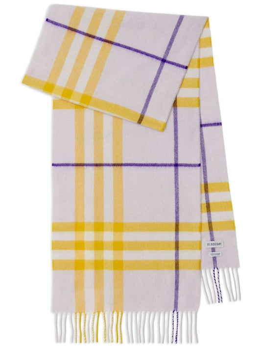 Burberry Scarfs Lilac — Checked Cashmere Scarf