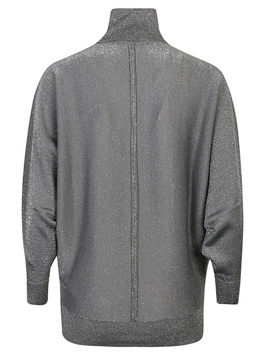Circus Hotel Sweaters Grey — High‑Collar Balloon Sleeve Knit