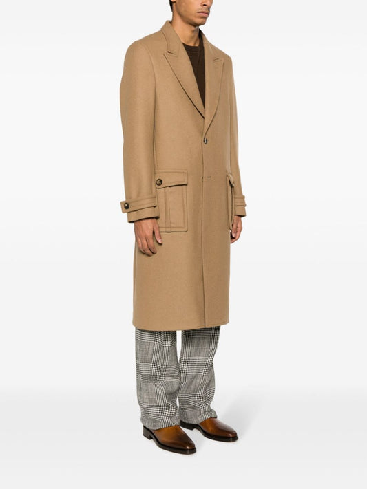 Manteaux Etro Mélange de laine beige avec motif Pegaso