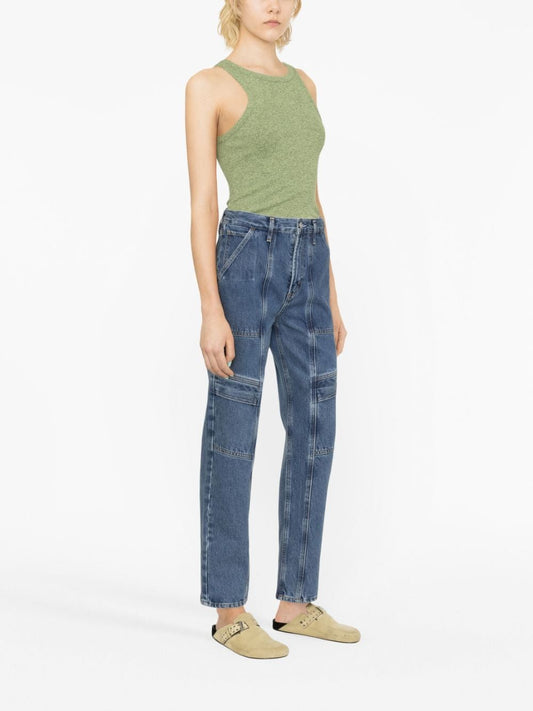 Agolde Pre Blue High‑Waisted Cargo Denim Jeans
