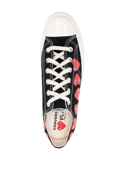Comme des Garcons Sneakers — Black Canvas with Heart Print
