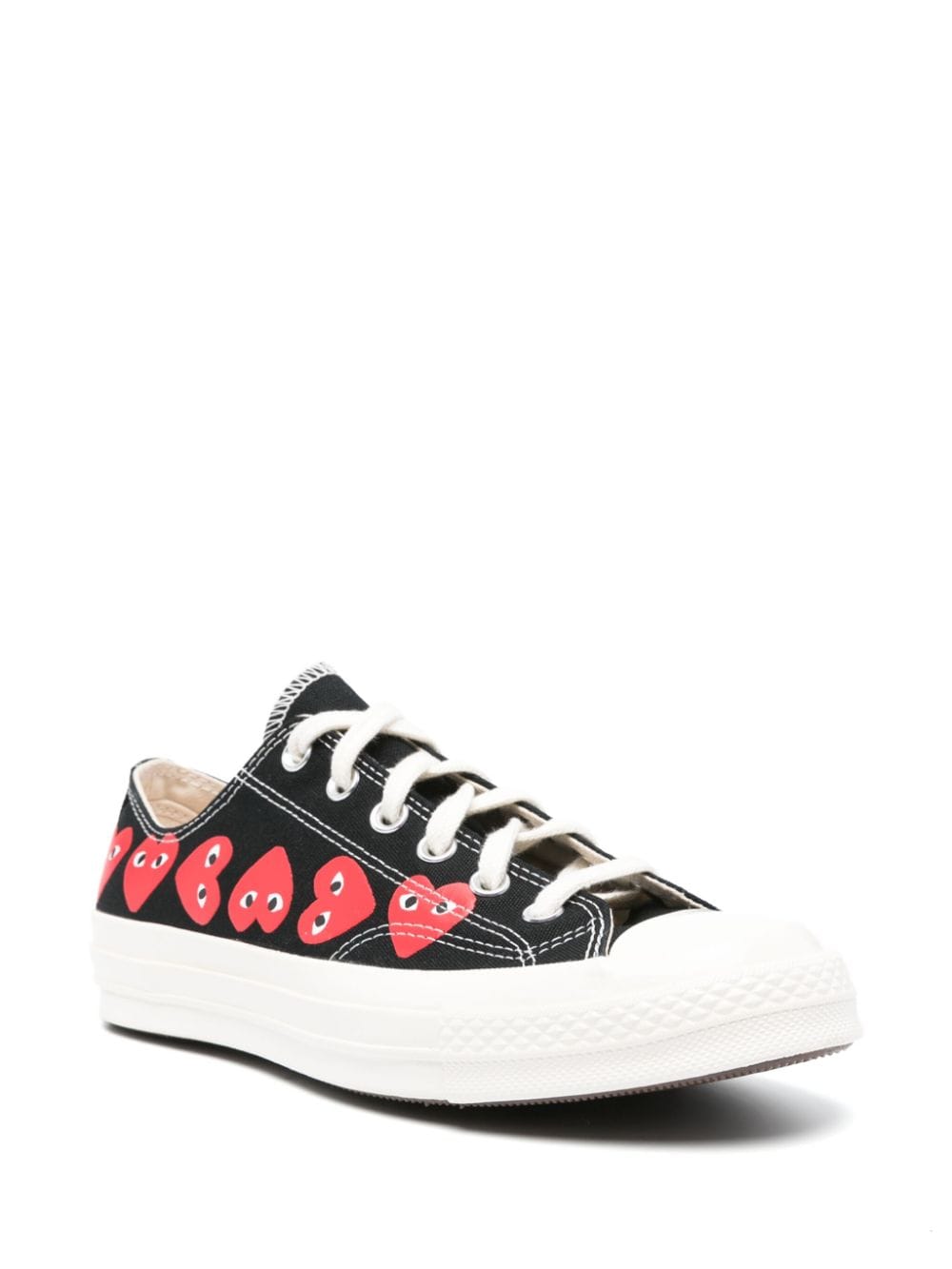 Comme des Garcons Sneakers — Black Canvas with Heart Print