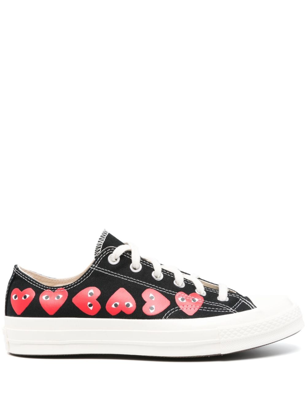 Comme des Garcons Sneakers — Black Canvas with Heart Print