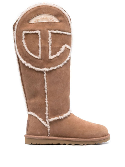 Bottes Ugg X Telfar en peau lainée de veau marron