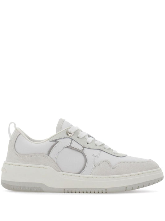 Ferragamo White Leather Gancini Sneakers