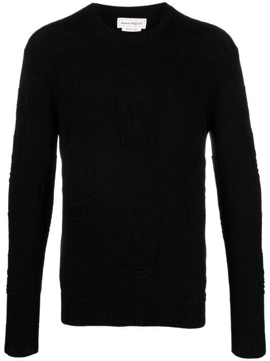 Alexander McQueen Black Skull Jacquard Sweater