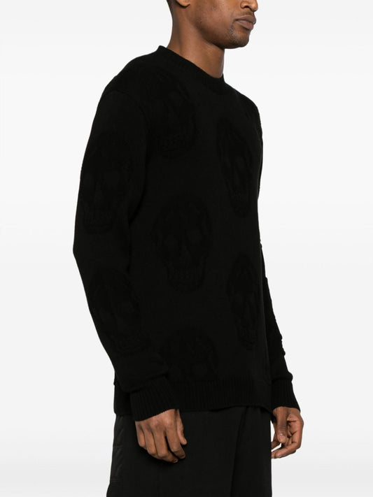 Alexander McQueen Black Skull Jacquard Sweater