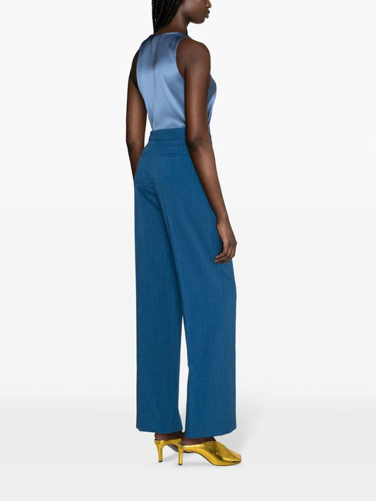 Blue High‑Waisted Tailored Trousers — Tory Burch