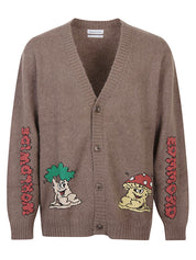 Edmmond Studios Sweaters Brown cardigan with embroidery