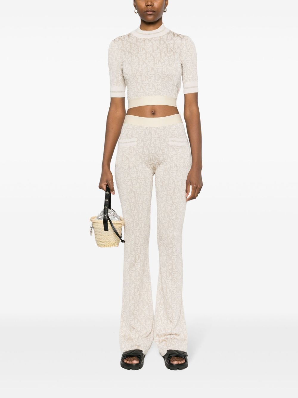 Palm Angels Trousers White flared knit