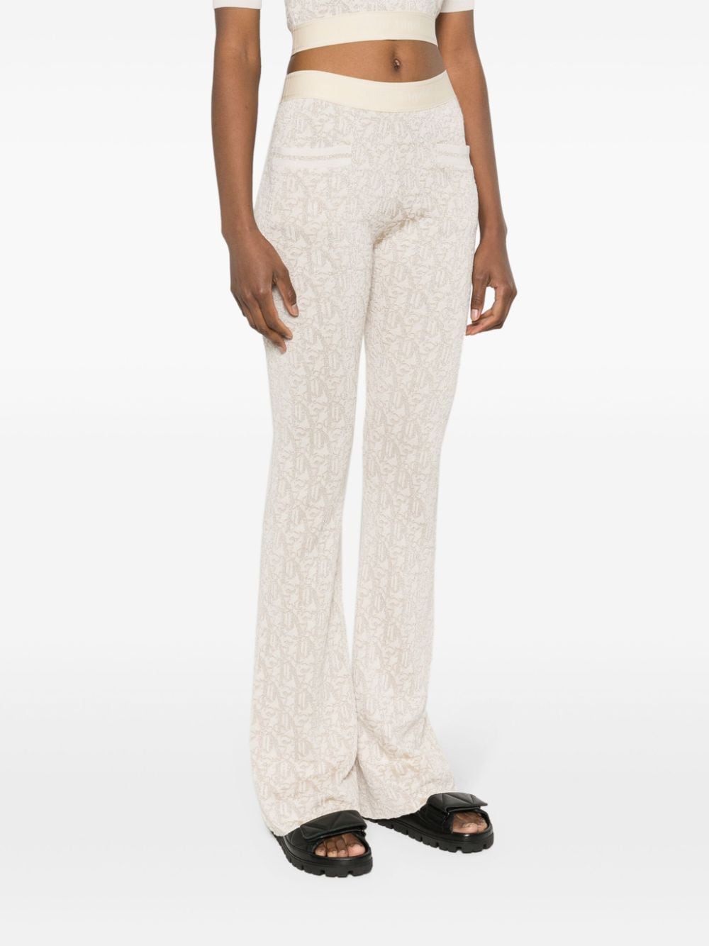 Palm Angels Trousers White flared knit