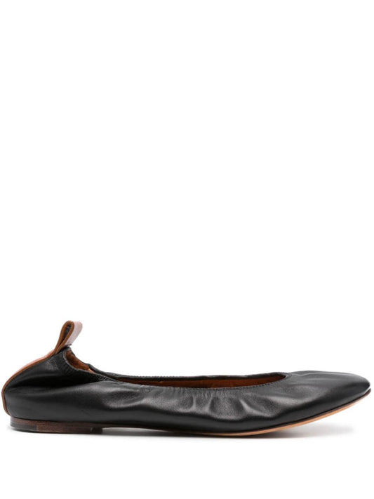 Lanvin Black Leather Ballerina Flats