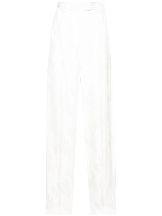 White Satin Jacquard Trousers — The Attico