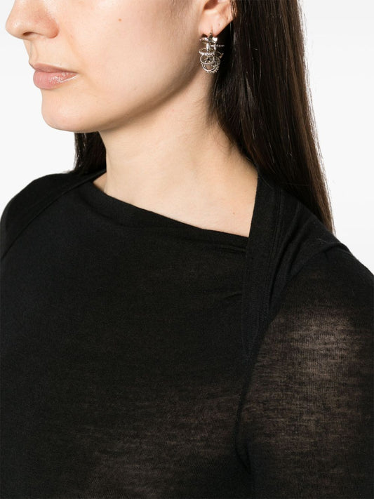 Saint Laurent Dresses Black — Fine‑Knit Cowl Neck Dress