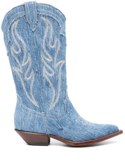 Bottes Sonora en denim bleu clair jusqu'aux mollets