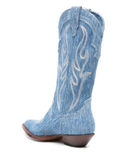 Bottes Sonora en denim bleu clair jusqu'aux mollets