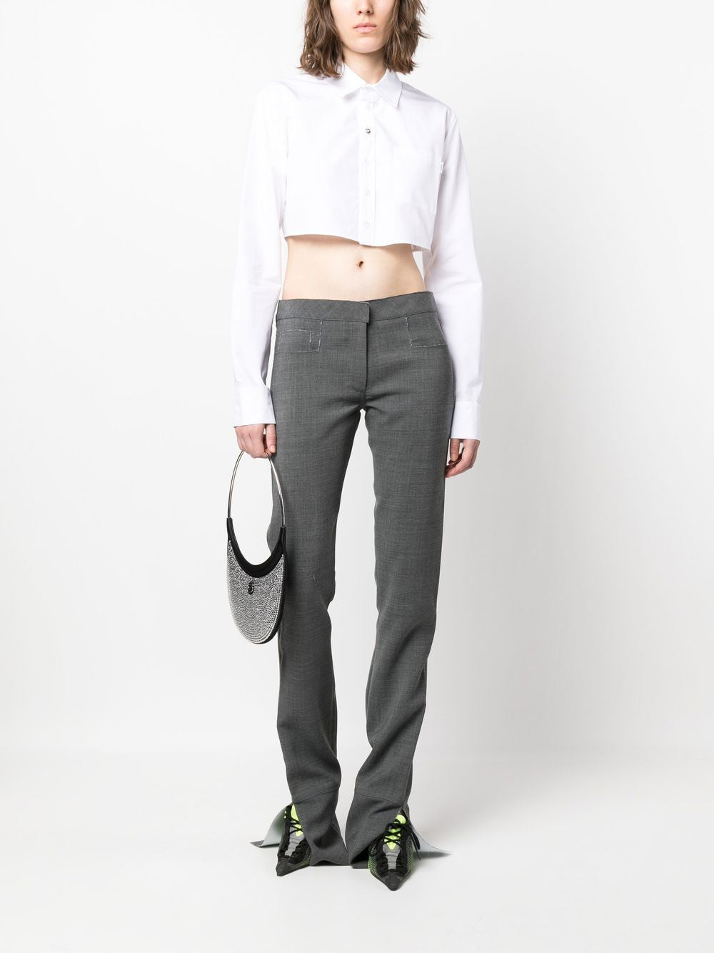 Coperni Shirts White cropped cotton shirt