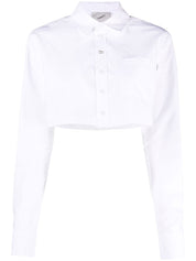 Coperni Shirts White cropped cotton shirt