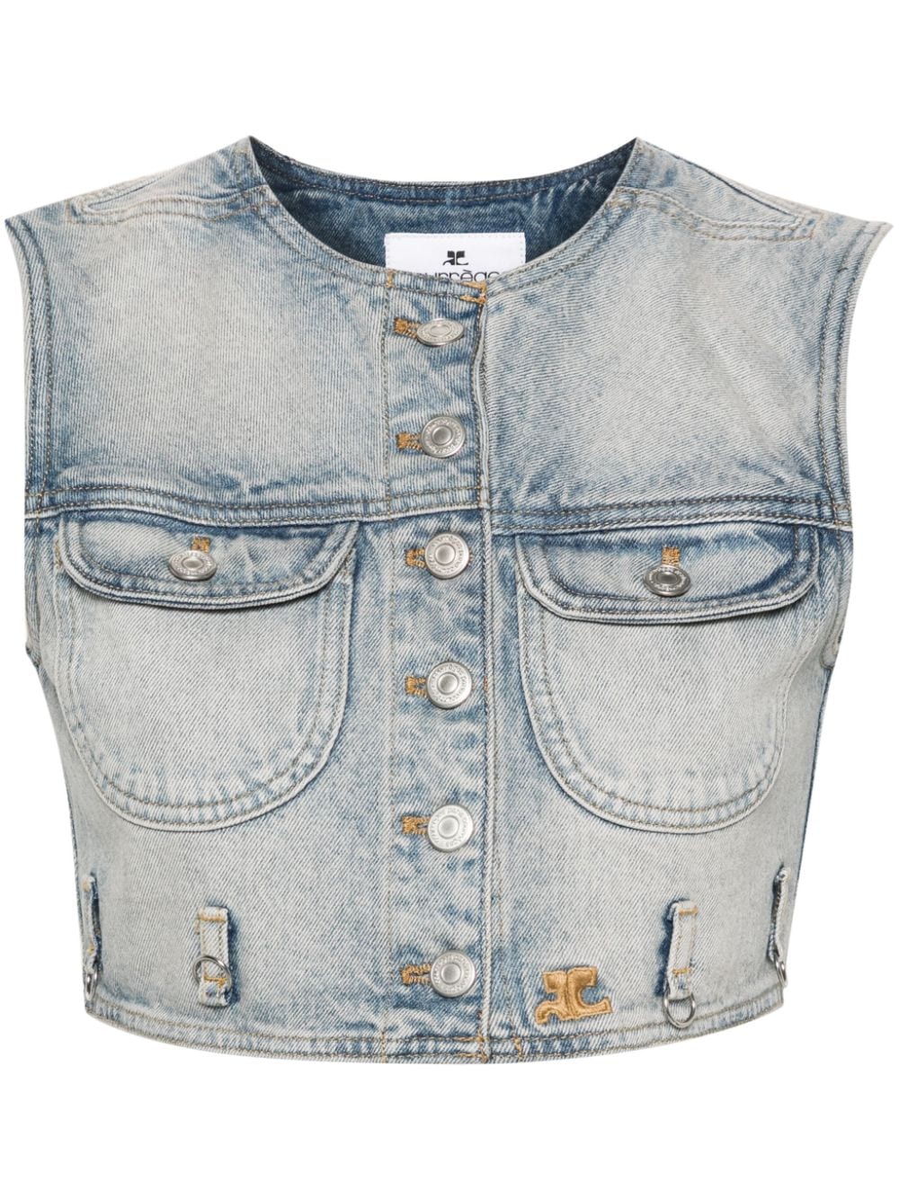 Pulls Courreges Pre en denim de coton bleu clair