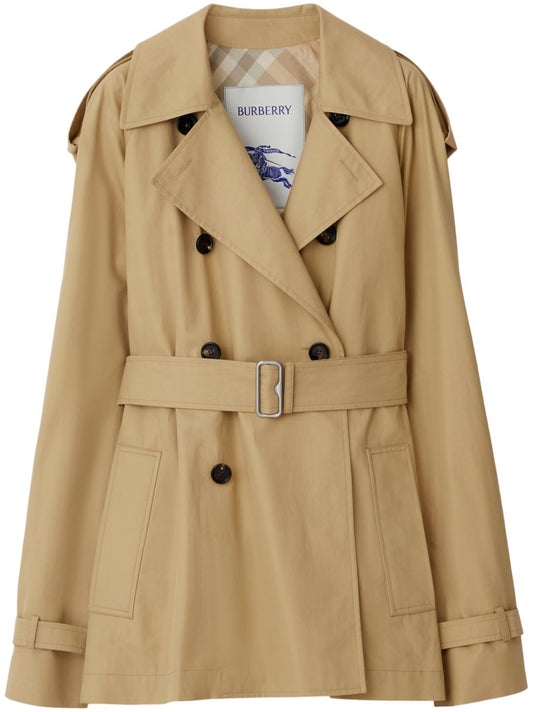 Burberry Coats Beige — Cotton Double‑Breasted Wrap Coat