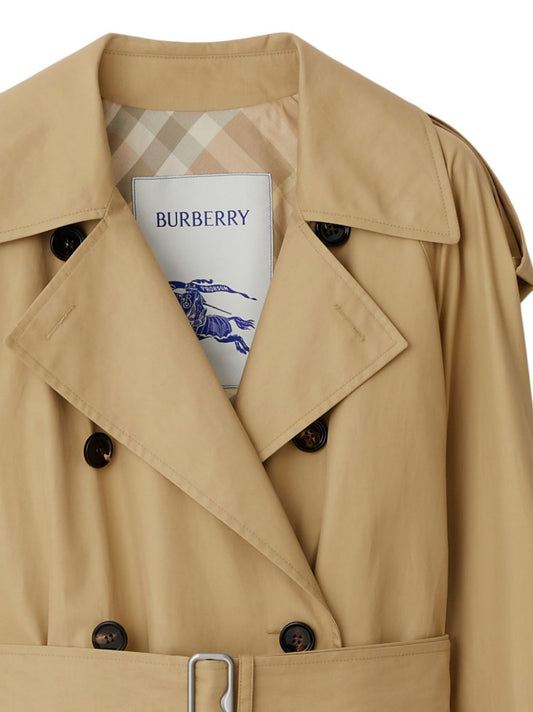 Burberry Coats Beige — Cotton Double‑Breasted Wrap Coat