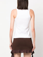 Blumarine Top White ribbed stretch-cotton