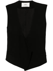 Ami Paris Jackets Black virgin wool sleeveless
