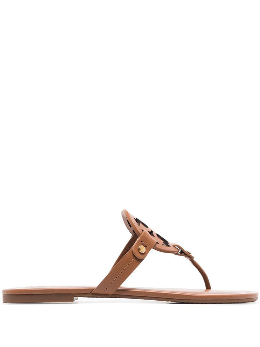 Tory Burch Miller Sandals — Brown Leather Flat Sandals