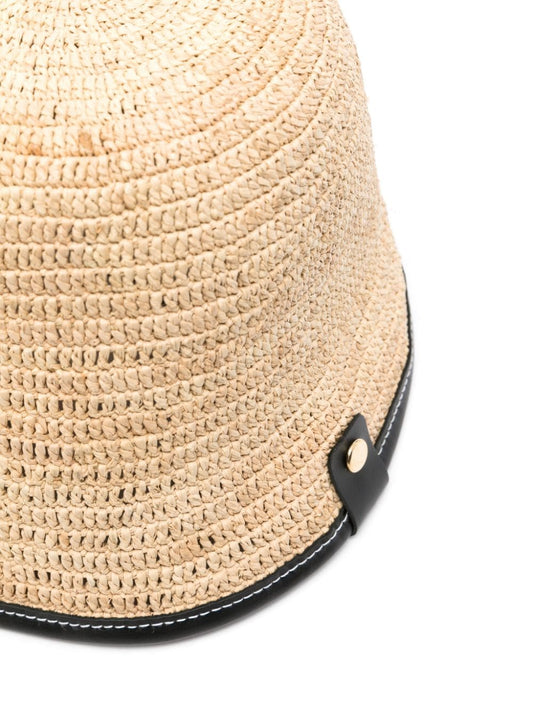 Jacquemus Black Raffia Wide-Brim Hat
