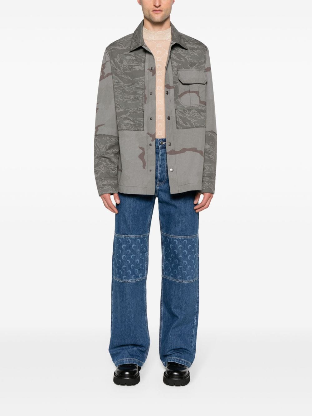 Parche con el logotipo antidesgarro gris de Marine Serre Coats