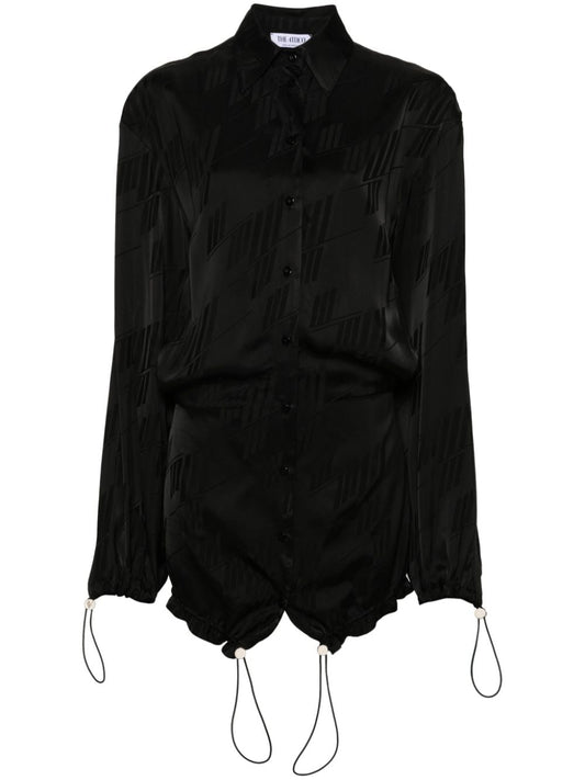 Black Satin Jacquard Mini Dress — The Attico