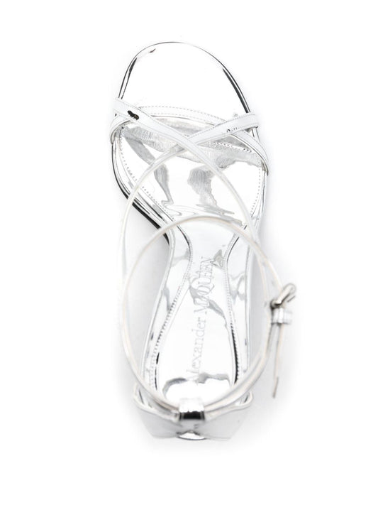 Alexander McQueen Silver Patent Leather Sandals