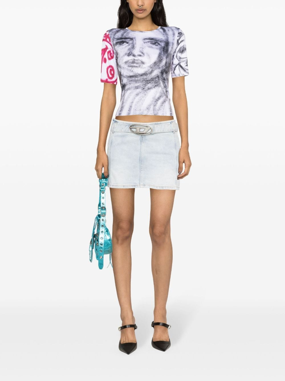 Diesel Skirts Denim in light blue cotton