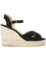 Castañer Castaner Sandals Black cotton raffia wedge