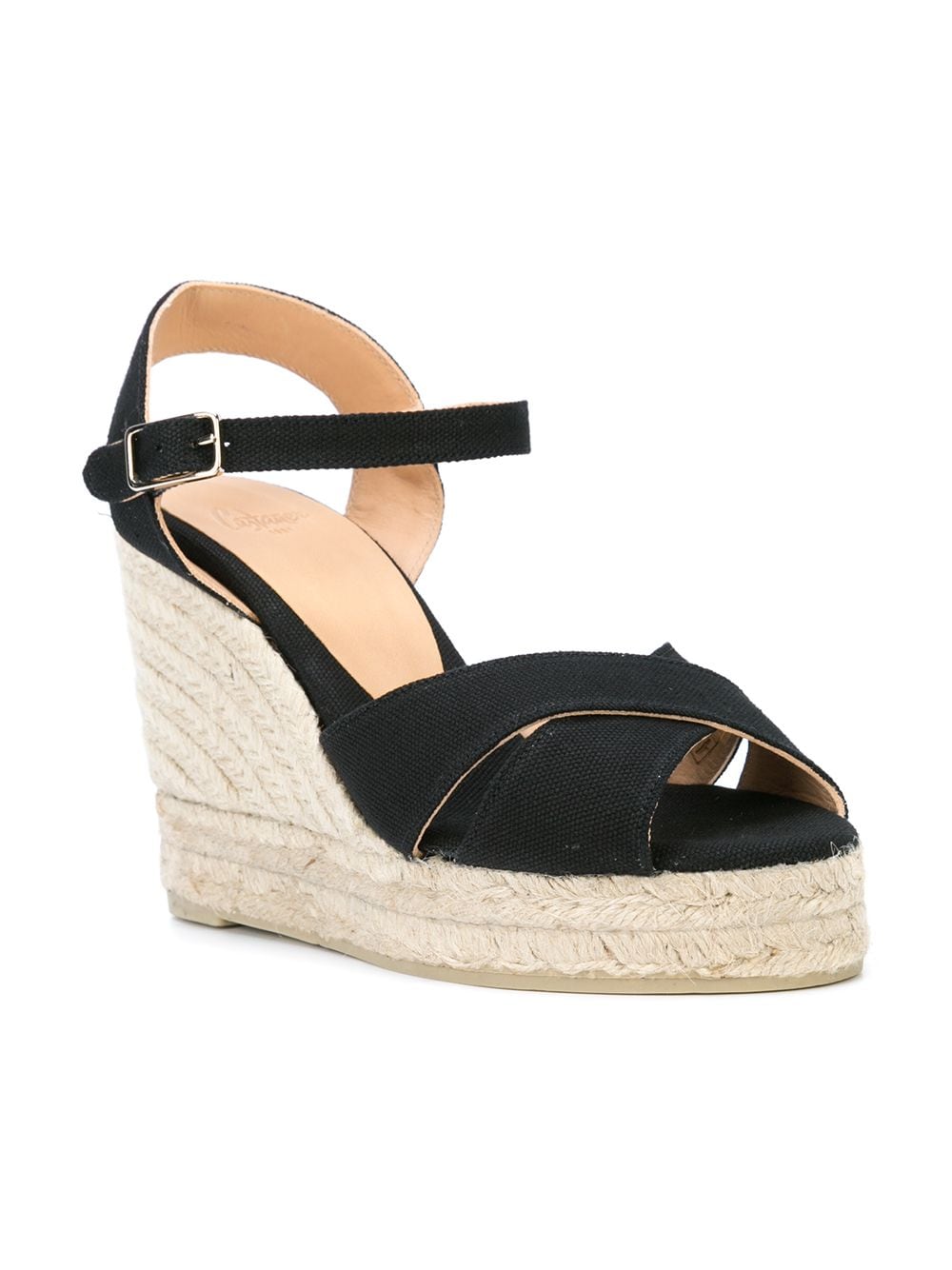 Castañer Castaner Sandals Black cotton raffia wedge