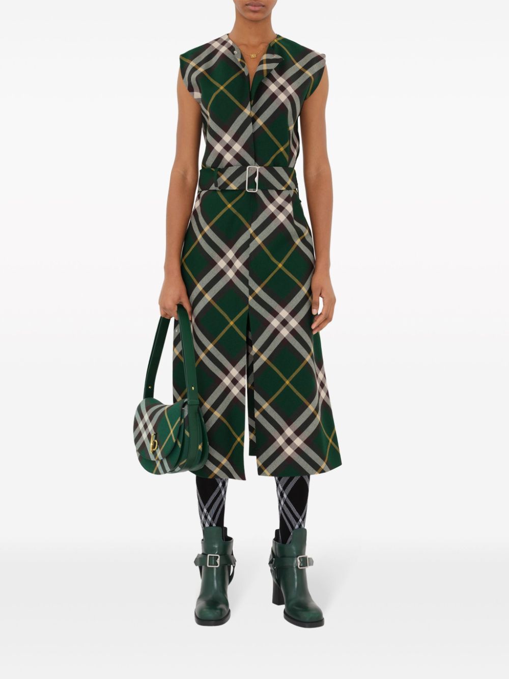 Burberry Dresses Green wool belted midi