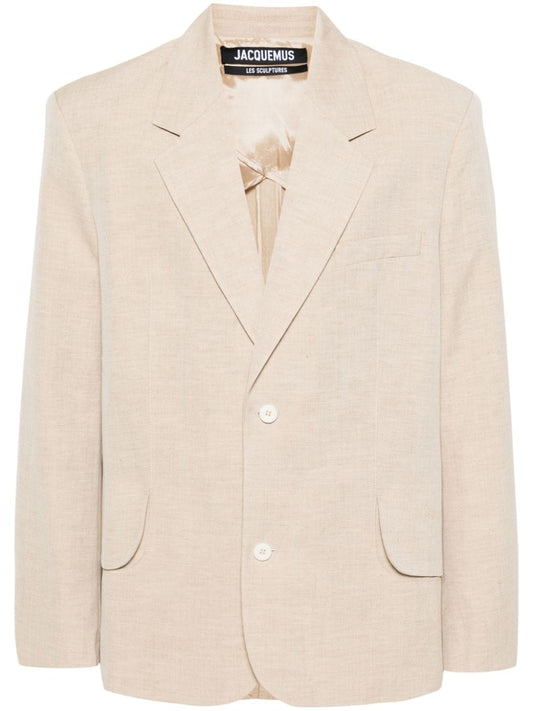 Jacquemus Beige Linen‑Wool Jacket — Tailored Sport Jacket