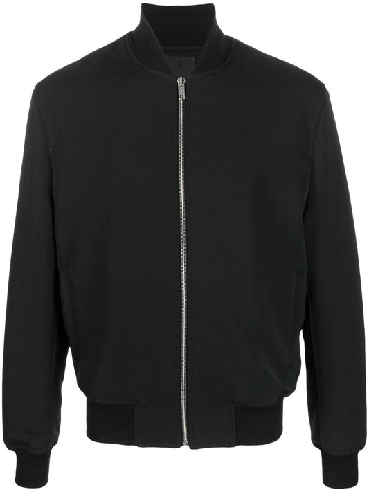 Givenchy Coats Black — Wool Logo Bomber Jacket