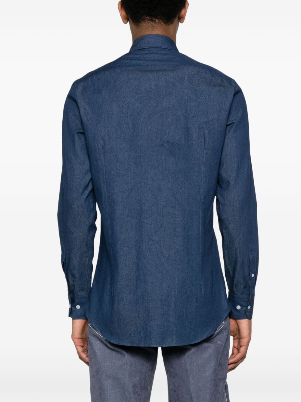Chemises Etro en coton bleu à imprimé cachemire