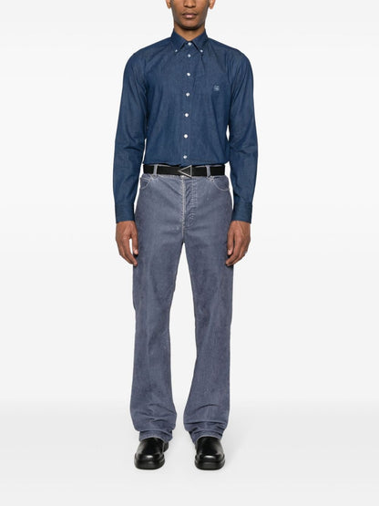 Chemises Etro en coton bleu à imprimé cachemire