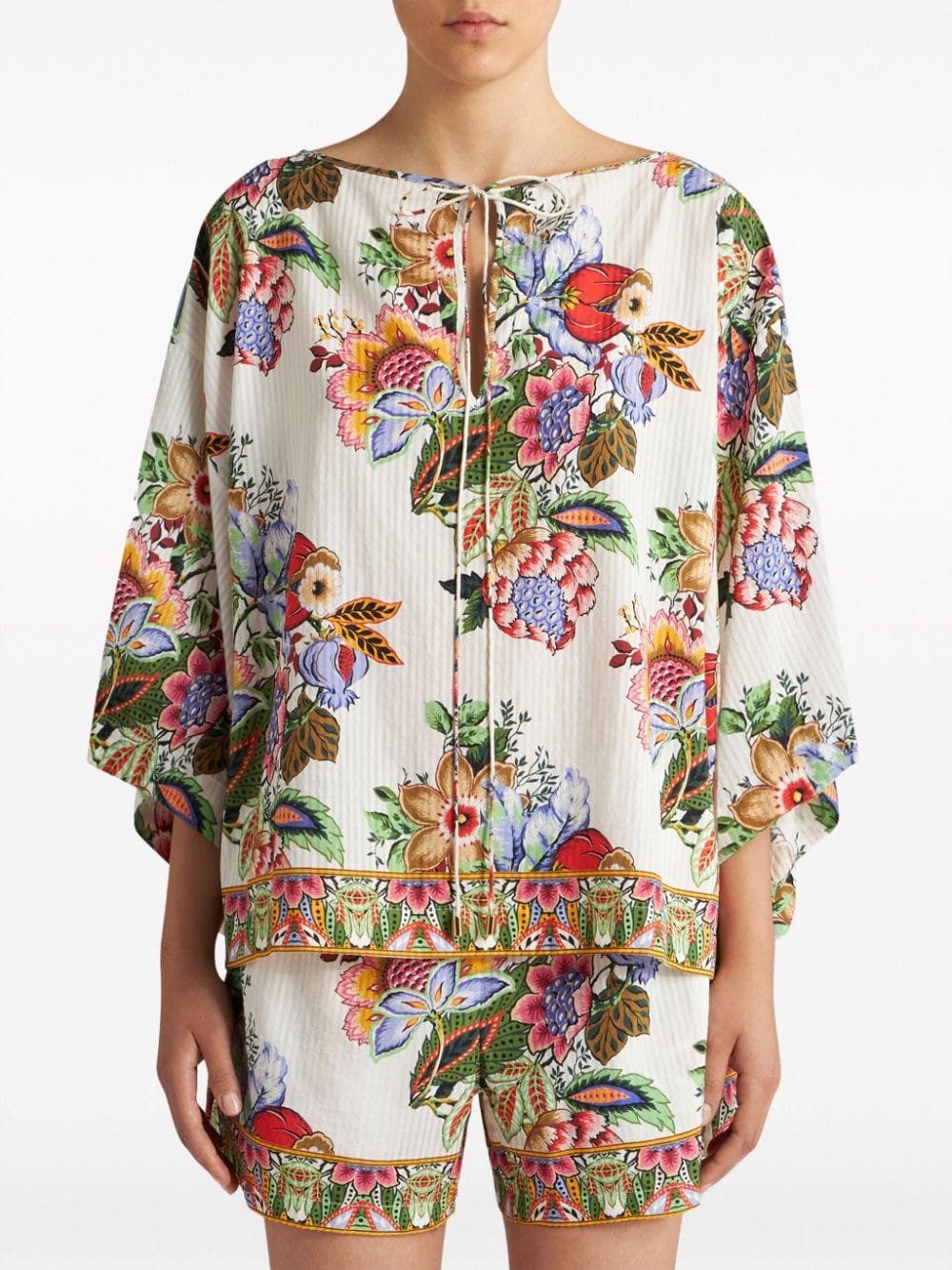 Etro Top White cotton silk blend