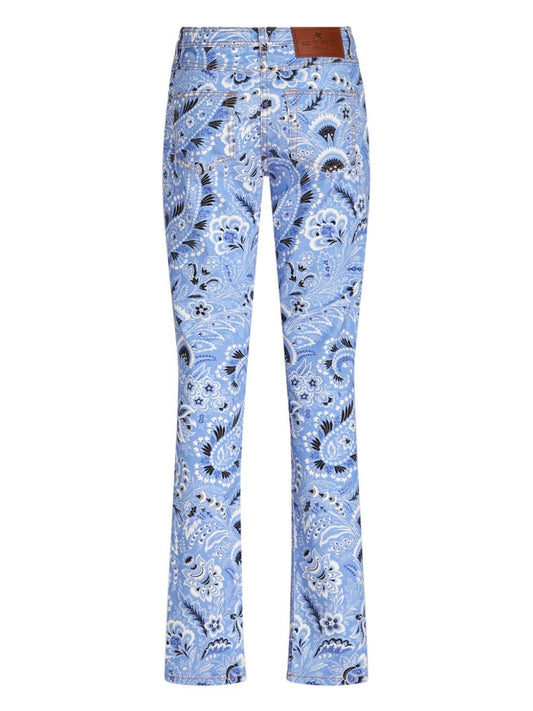 Etro Clear Blue Stretch-Cotton Jeans — Mid-Rise Skinny
