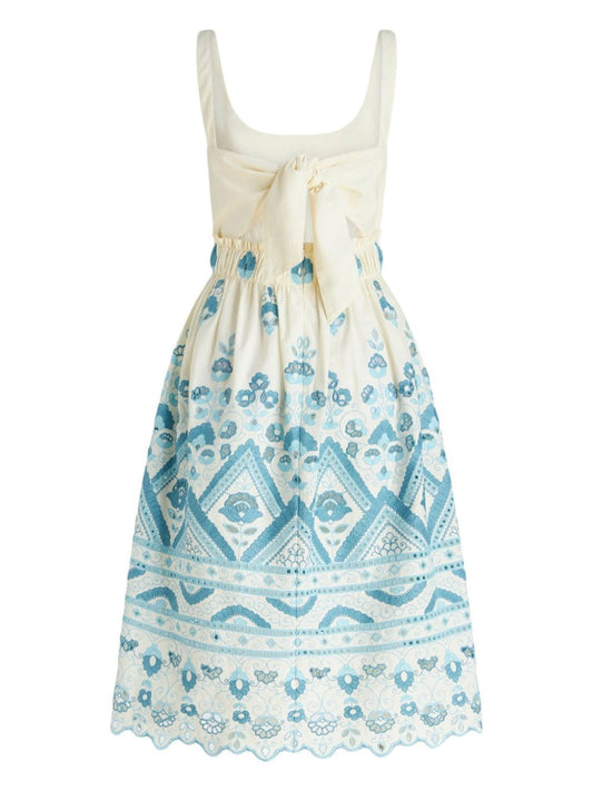 Etro white cotton broderie anglaise dress — sleeveless elegance