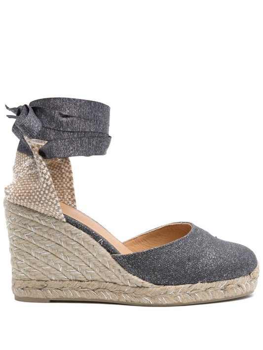 Castañer Grey Espadrilles — Carina Raffia Wedge Flats