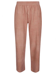 Pantalon Via Masini 80 en cuir suédé poudré