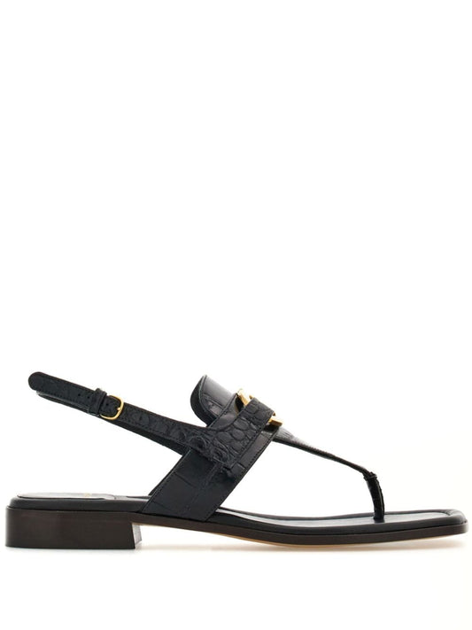 Ferragamo Black Lambskin Sandals — Refined Everyday Comfort