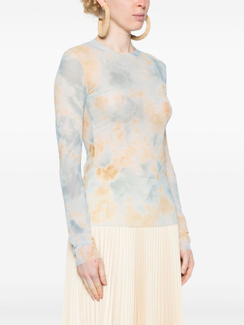 Erika Cavallini Semi‑Couture Clear Blue Long‑Sleeve Top