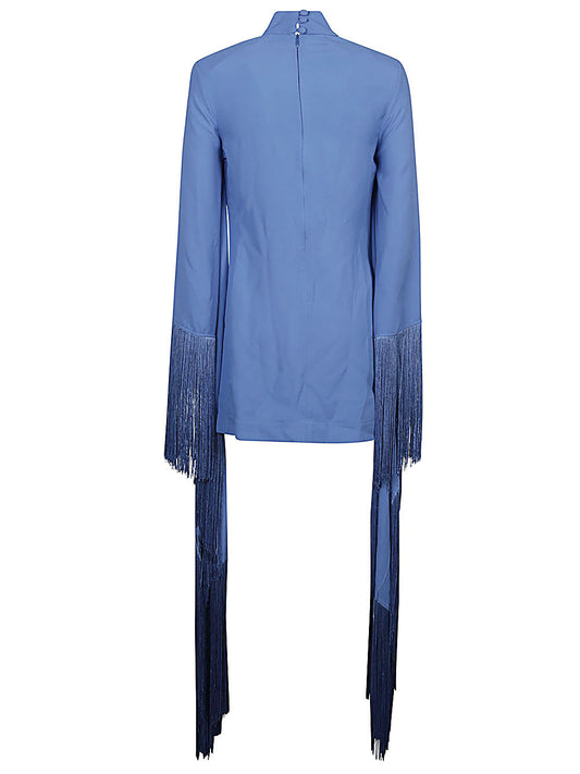 Blue Fringed Mini Dress — Taller Marmo Main