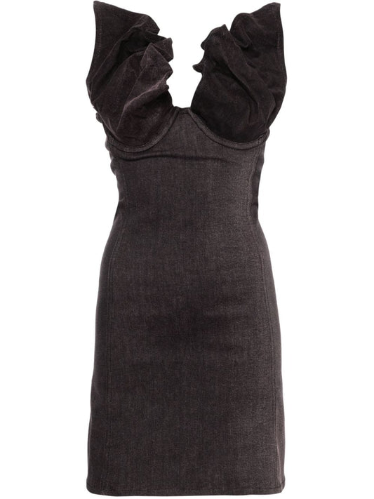 Black Denim Mini Dress — Y/Project Cotton‑Blend